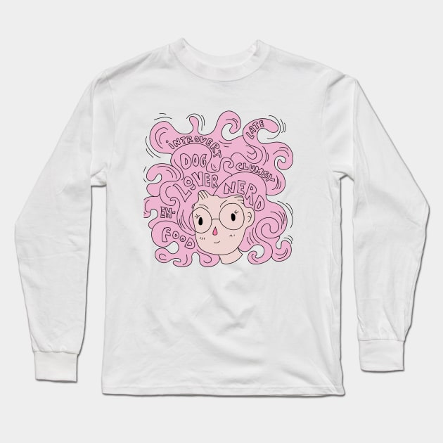 Curly Pink Hair Long Sleeve T-Shirt by meilyanadl